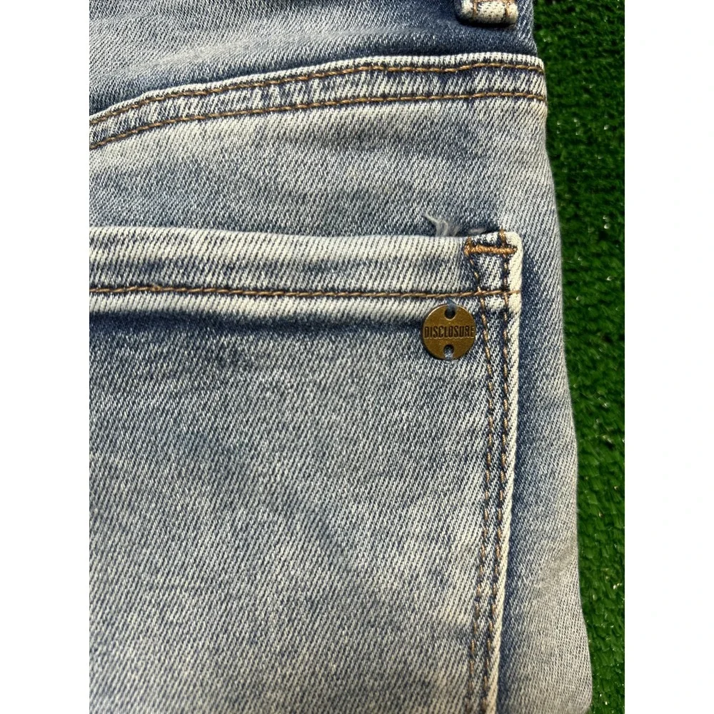 Disclosure Jean Shorts Distressed Raw Hem y2k Aesthetic Blue Denim Size 7/28